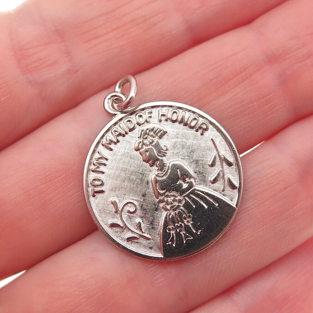 Wells 925 Sterling Silver Vintage To My Maid Of Honor Charm Pendant
